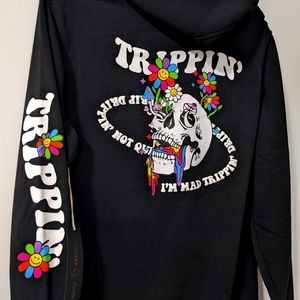 Brookly Cloth Trippin' Hoodie Size M Flower Power Hippie NEW